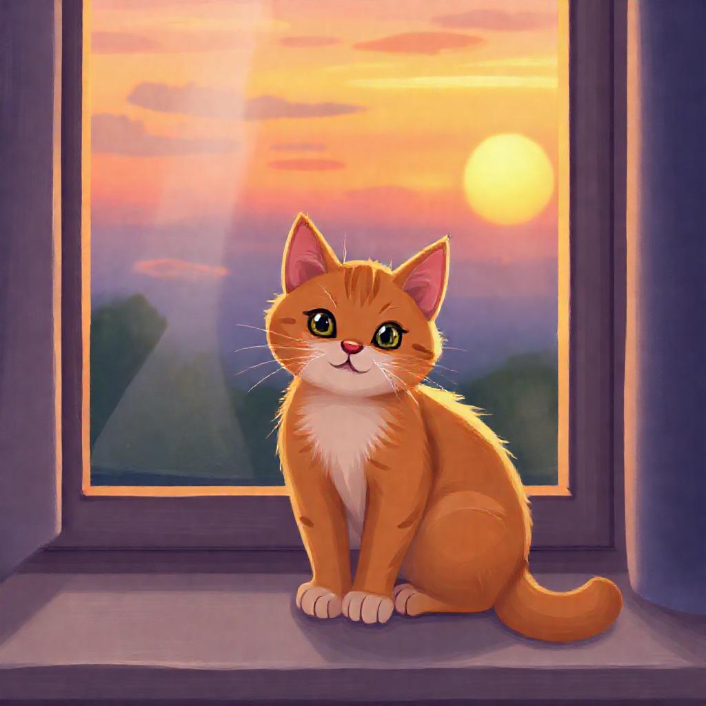 Cat windowsill sunset